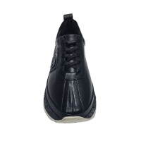 CMC Collection Kadın Siyah Hakiki Deri  Yüksek  Dolgu Taban Sneaker Spor Ayakkabı