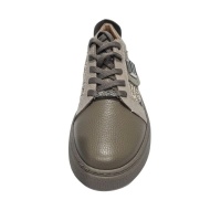 Hakiki Deri Dokulu Pnel Kadın Sneaker -Vizon Bej