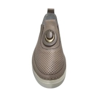 Hakiki Deri Lazer Delikli Tokalı Slip-On Comfort Ayakkabı  Vizon