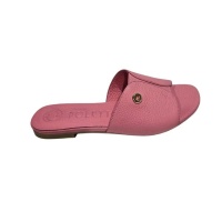 Hakiki Deri Pembe Tokalı Kadın Terlik 