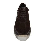 Hakiki Süet ve İçi Dışı Deri Kalın Taban Bağcıklı Kadın Sneaker   Spor Ayakkabı Kahve