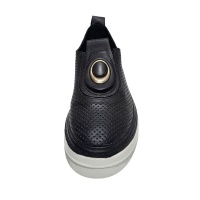 Kadın Hakiki  Deri Lazer Delikli Tokalı Slip-On  Comfort  Ayakkabı  Siyah 