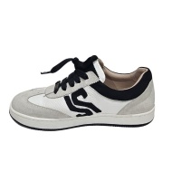 Kadın Hakiki Deri Süet Detaylı Logolu Günlük Sneaker -Ekru  Siyah