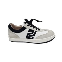 Kadın Hakiki Deri Süet Detaylı Logolu Günlük Sneaker -Ekru  Siyah