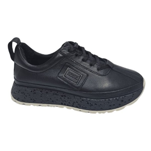 CMC Collection Kadın Siyah Hakiki Deri  Yüksek  Dolgu Taban Sneaker Spor Ayakkabı