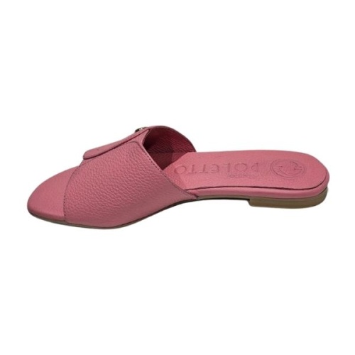 Hakiki Deri Pembe Tokalı Kadın Terlik 
