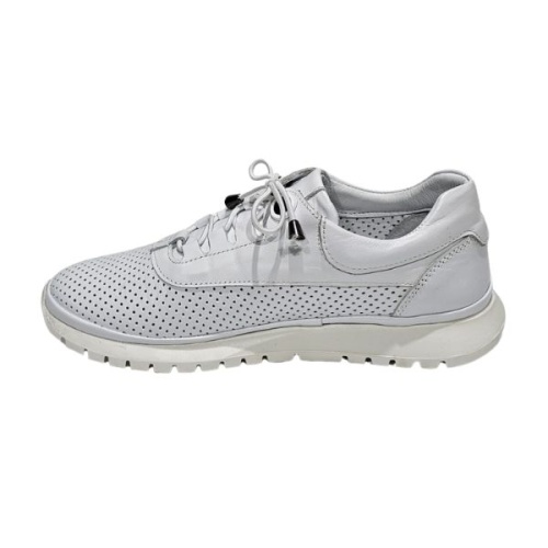 Kadın Hakikİ Deri Lazer Kesim Nefes Alabilen Tırtıklı Taban Kadın Sneaker  Beyaz