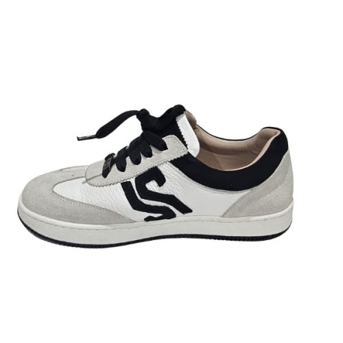 Kadın Hakiki Deri Süet Detaylı Logolu Günlük Sneaker -Ekru  Siyah